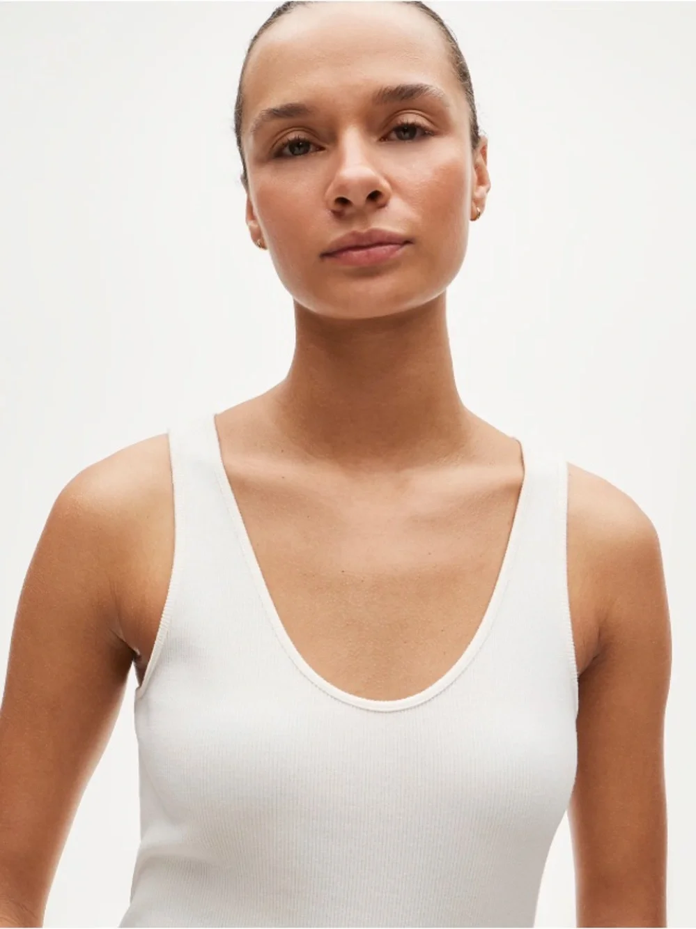 J crew ivory Perfect rib V-neck tank top